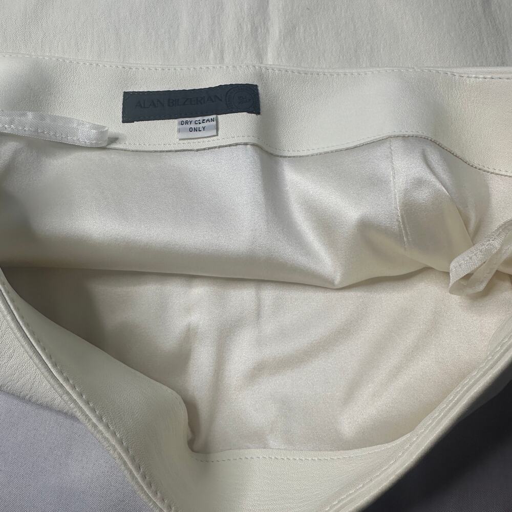 Genuine Leather Luxury White Mini Skirt Buttery Soft Lambskin Feel - Picture 5 of 12